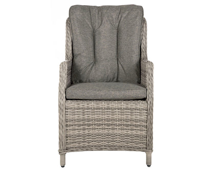 Riviera 6 Rattan Garden Dining Chairs and Large Round Table Set in Grey
