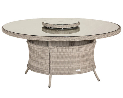 Riviera 4 Rattan Garden Dining Chairs and Large Round Table Set in Grey