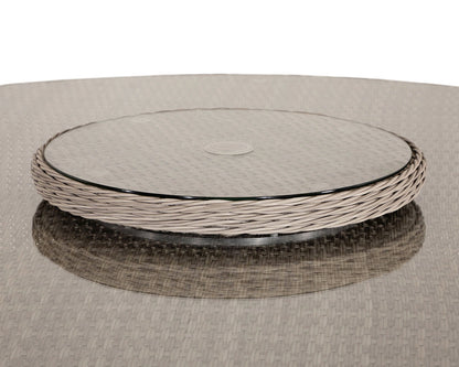 Riviera 4 Rattan Garden Dining Chairs and Large Round Table Set in Grey