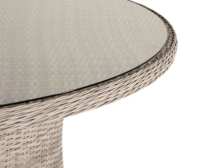 Riviera 4 Rattan Garden Dining Chairs and Large Round Table Set in Grey