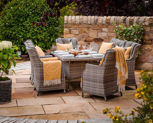 Riviera 6 Dining Chairs and Rectangular Dining Table in Grey