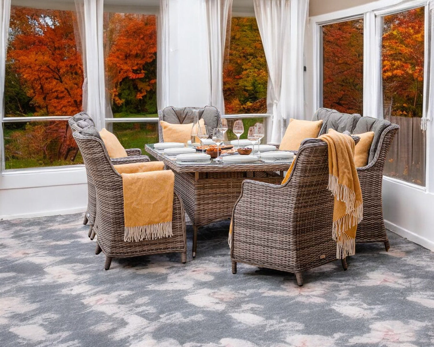 Riviera 6 Dining Chairs and Rectangular Dining Table in Grey