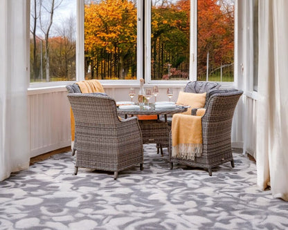 Riviera 4 Rattan Garden Chairs and Small Round Dining Table in Grey