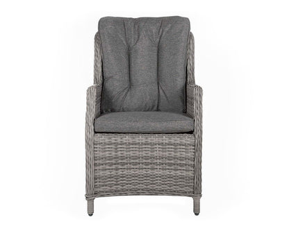 Riviera 4 Rattan Garden Chairs and Rectangular Fire Pit Dining Table in Grey
