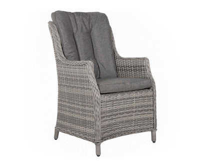 Riviera 6 Rattan Garden Chairs and Rectangular Fire Pit Dining Table in Grey