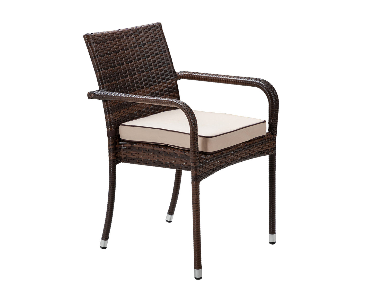 Roma 4 Rattan Garden Chairs and Small Round Dining Table Set in Chocolate and Cream