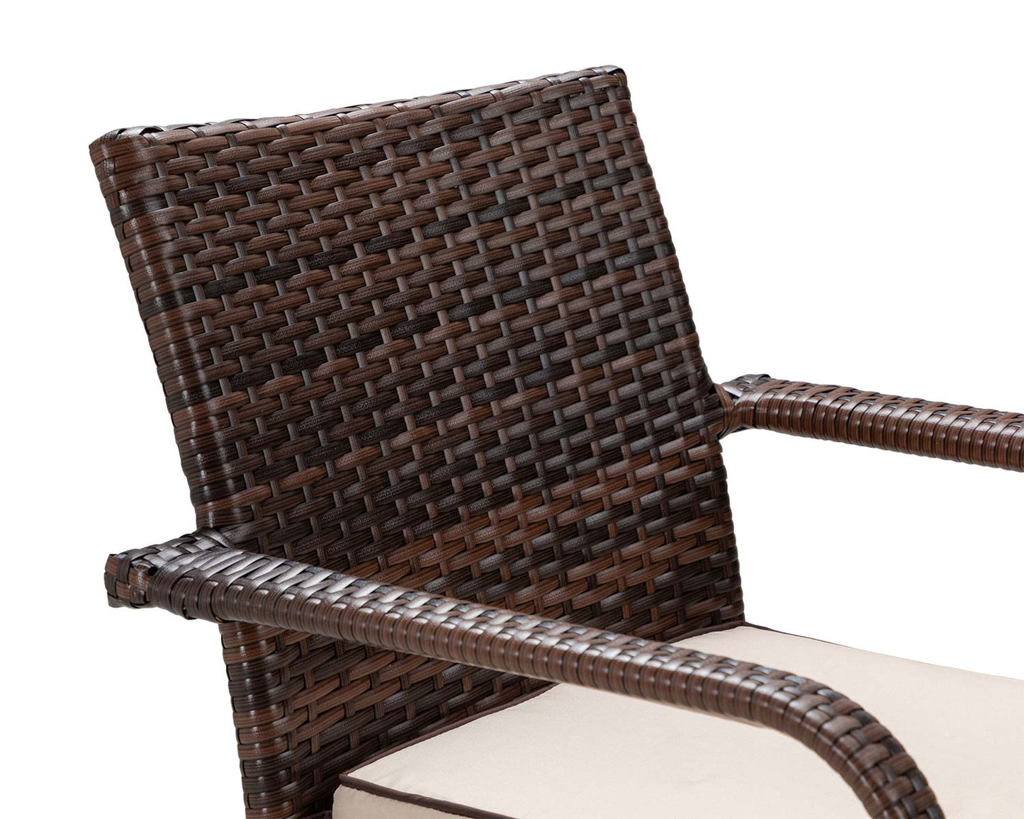 Roma 4 Rattan Garden Chairs and Small Round Dining Table Set in Chocolate and Cream