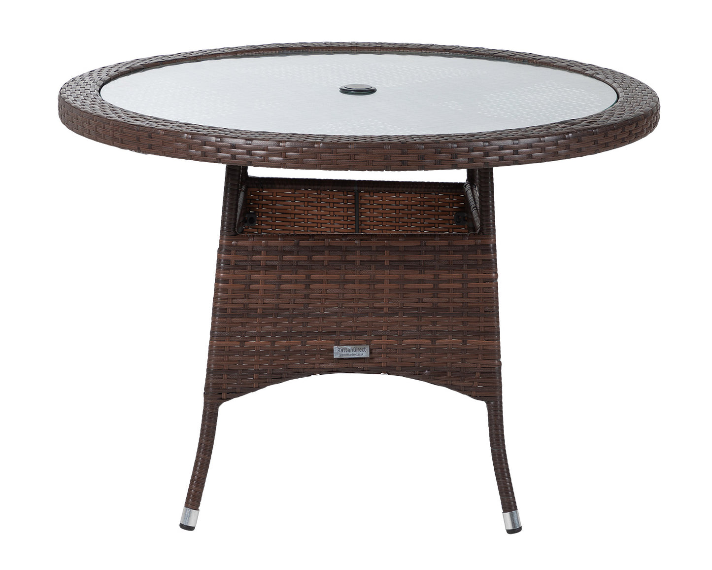 Roma 4 Rattan Garden Chairs and Small Round Dining Table Set in Chocolate and Cream