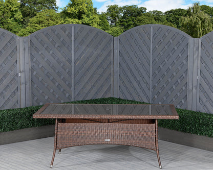 Roma 4 Rattan Garden Chairs and Rectangular Table Set in Chocolate and Cream