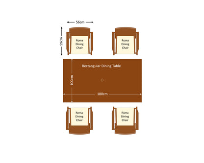 Roma 4 Rattan Garden Chairs and Rectangular Table Set in Chocolate and Cream