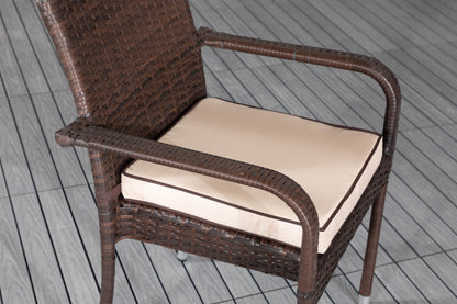 Roma 4 Rattan Garden Chairs and Rectangular Table Set in Chocolate and Cream