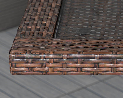 Roma 4 Rattan Garden Chairs and Rectangular Table Set in Chocolate and Cream