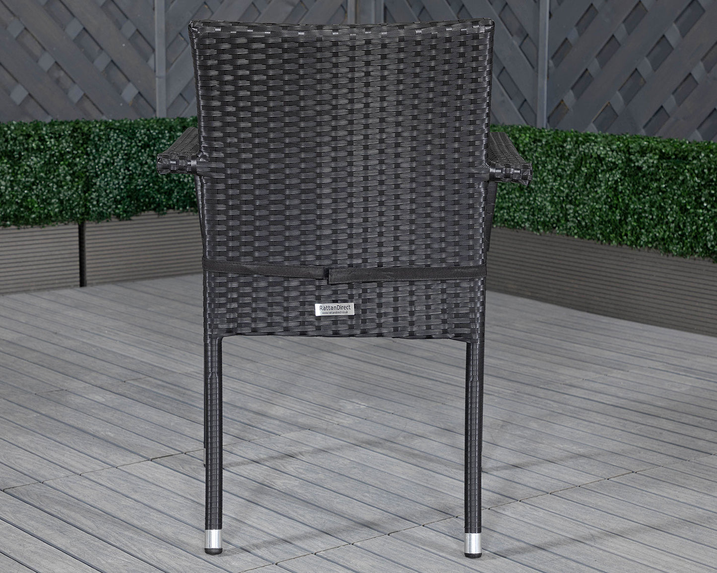 Roma 4 Rattan Garden Chairs and Rectangular Table Set in Black and Vanilla