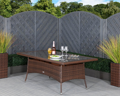 Roma 6 Rattan Garden Chairs and Rectangular Table Set in Chocolate and Cream