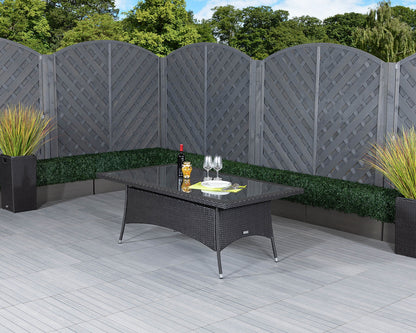 Roma 6 Rattan Garden Chairs and Rectangular Table Set in Black & Vanilla