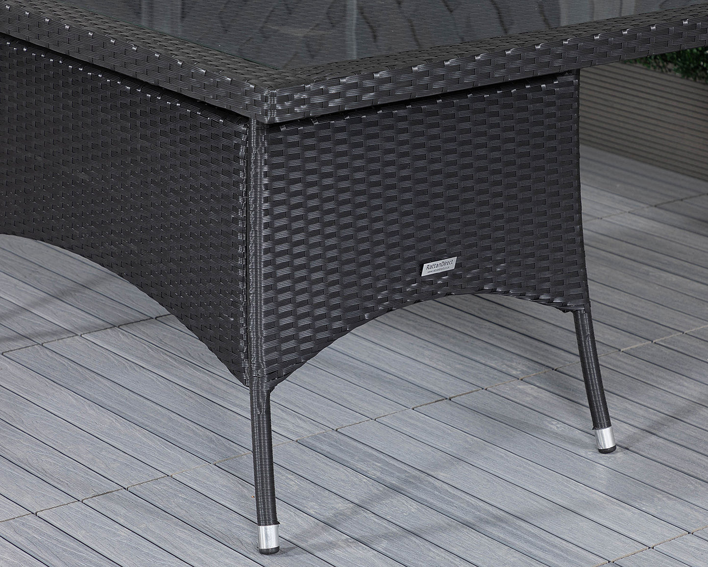 Roma 6 Rattan Garden Chairs and Rectangular Table Set in Black & Vanilla