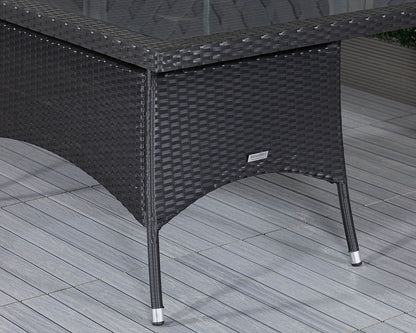 Roma 6 Rattan Garden Chairs and Rectangular Table Set in Black & Vanilla