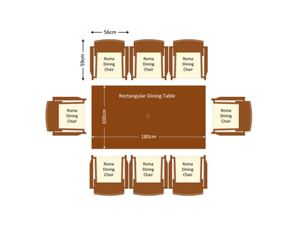 Roma 8 Rattan Garden Chairs and Rectangular Dining Table Set in Chocolate and Cream