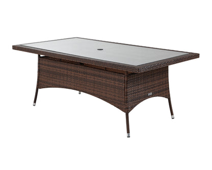 Roma 8 Rattan Garden Chairs and Rectangular Dining Table Set in Chocolate and Cream