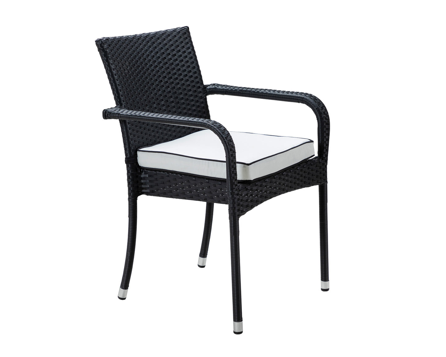 Roma 8 Rattan Garden Chairs and Rectangular Dining Table Set in Black and Vanilla