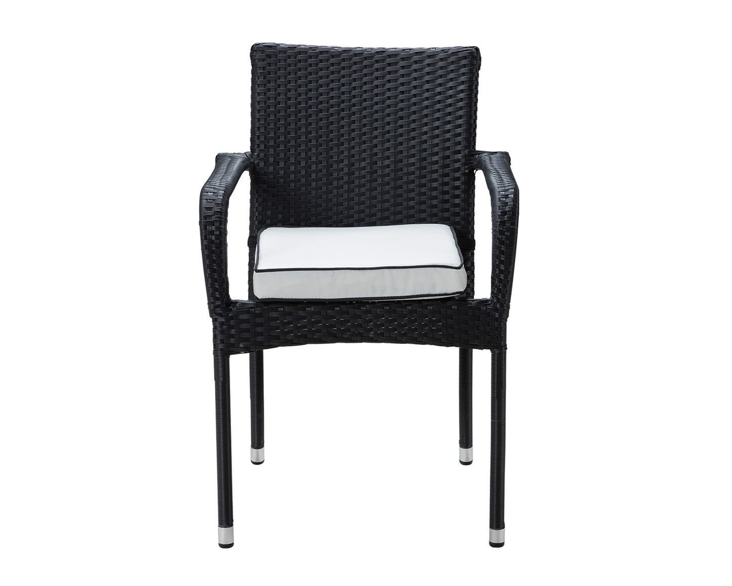Roma 8 Rattan Garden Chairs and Rectangular Dining Table Set in Black and Vanilla