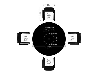 Roma 4 Rattan Garden Chairs, Large Round Dining Table and Lazy Susan Set in Black and Vanilla