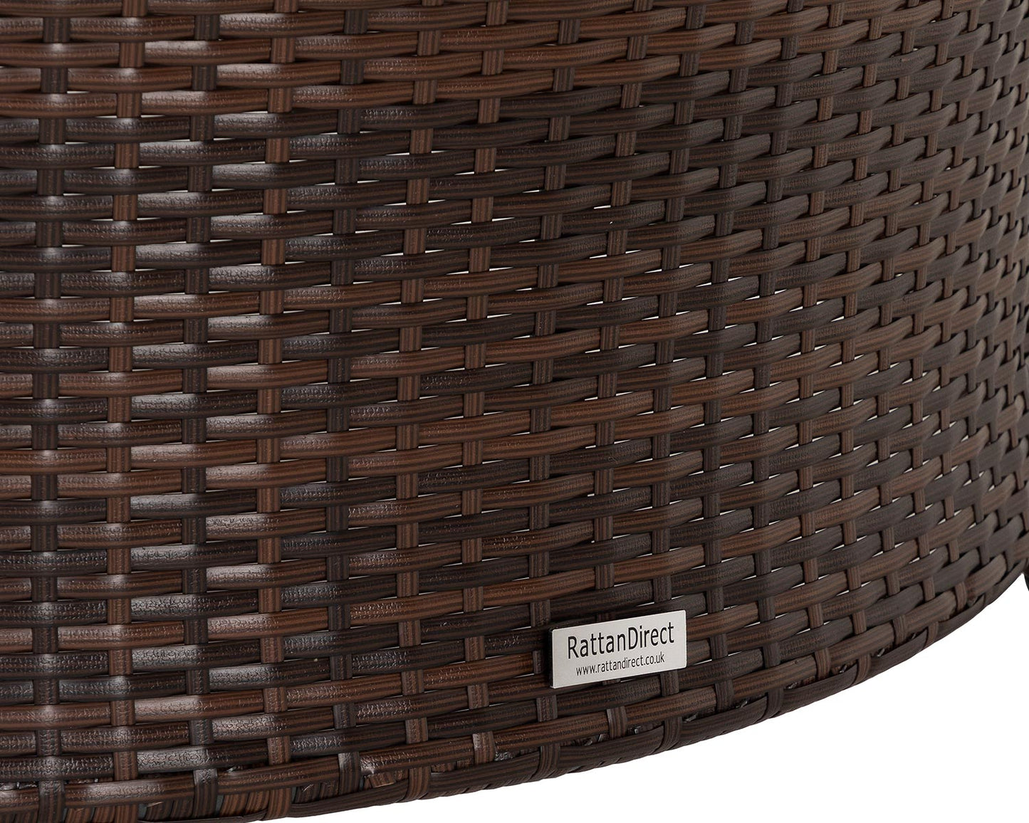Roma 6 Rattan Garden Chairs, Large Round Dining Table and Lazy Susan Set in Chocolate and Cream