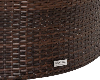 Roma 6 Rattan Garden Chairs, Large Round Dining Table and Lazy Susan Set in Chocolate and Cream