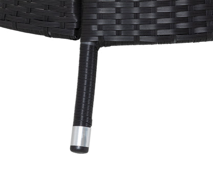 Roma 6 Rattan Garden Chairs, Large Round Table and Lazy Susan Set in Black and Vanilla