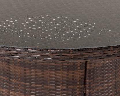 Roma 8 Rattan Garden Chairs, Large Round Dining Table and Lazy Susan Set in Chocolate and Cream