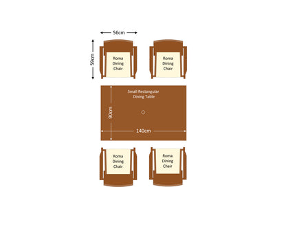 Roma 4 Rattan Garden Chairs and Small Rectangular Table Set in Chocolate and Cream