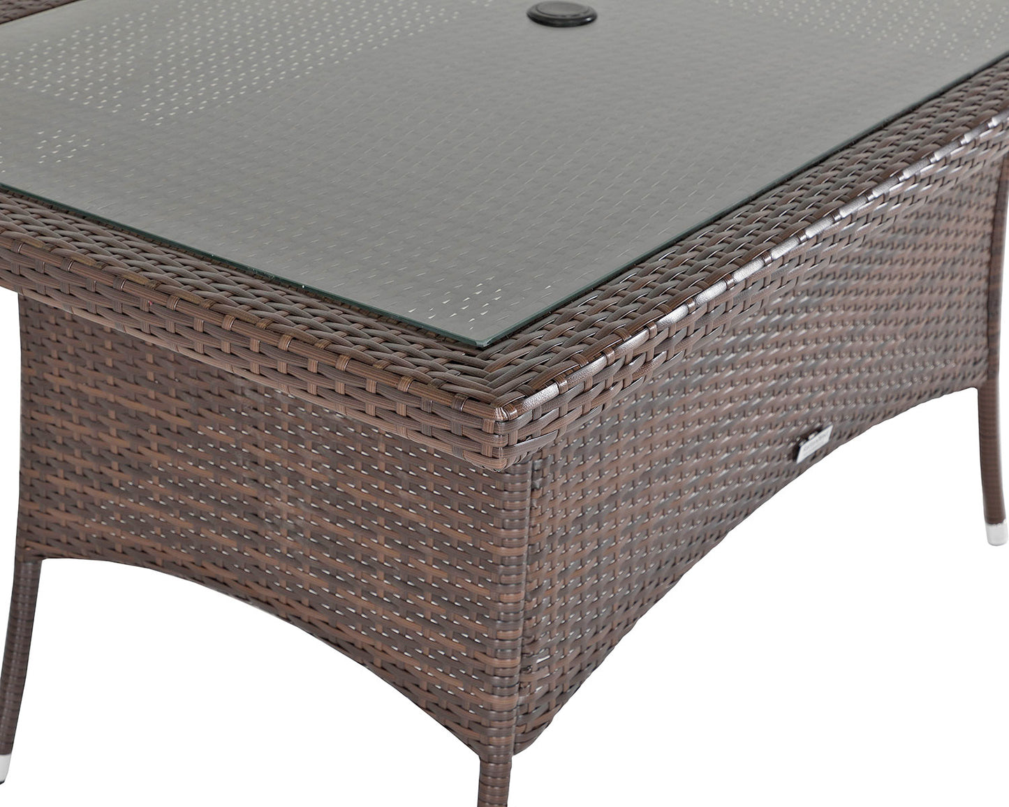 Roma 4 Rattan Garden Chairs and Small Rectangular Table Set in Chocolate and Cream