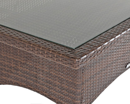 Roma 4 Rattan Garden Chairs and Small Rectangular Table Set in Chocolate and Cream