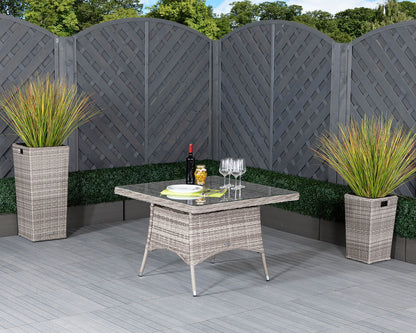 Roma 2 Stackable Chairs and Square Dining Table in Grey