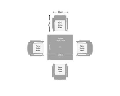 Roma 4 Stackable Chairs and Square Dining Table in Grey