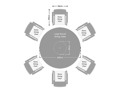Roma 6 Stackable Chairs and Large Round Dining Table in Grey