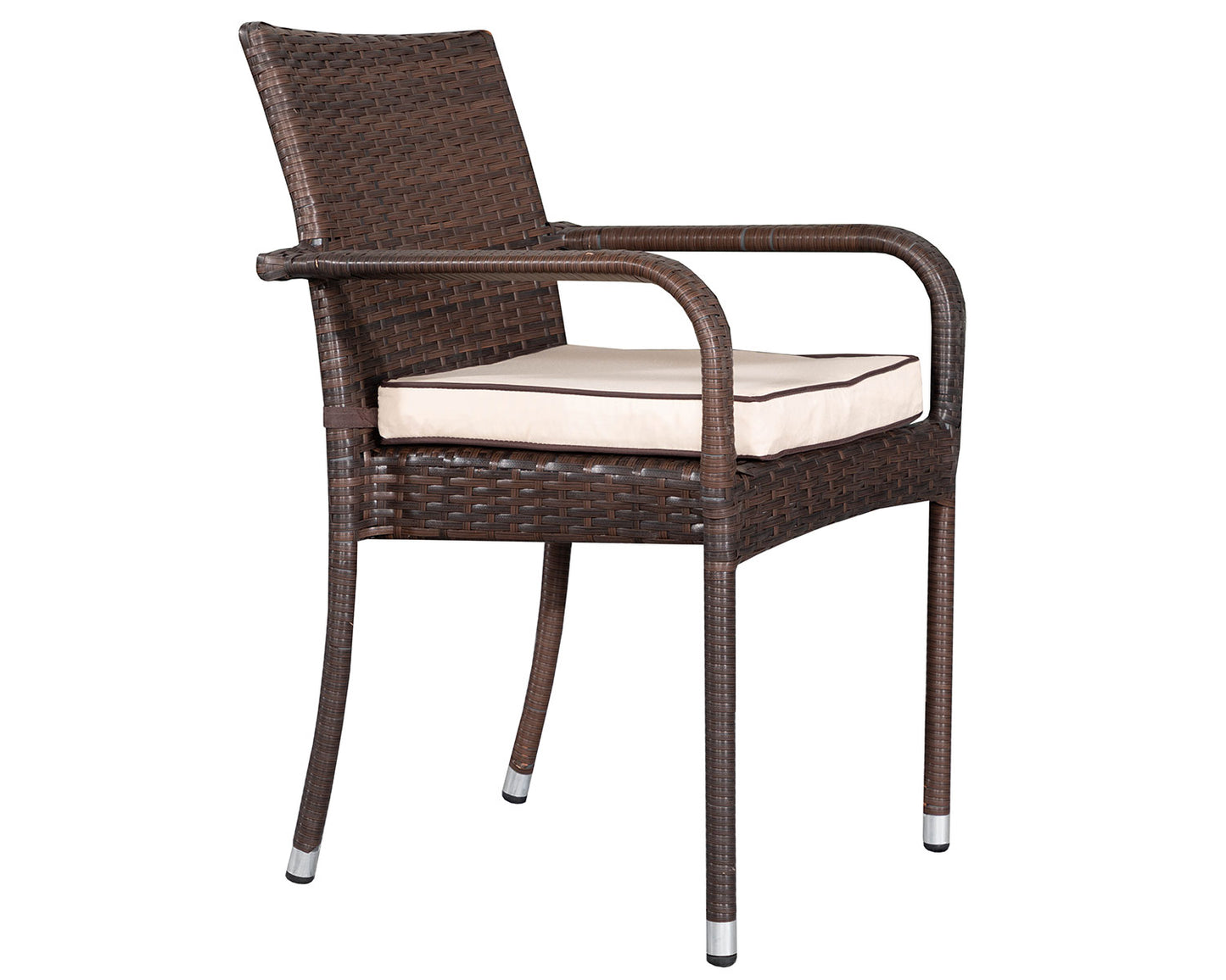Roma 4 Stackable Chairs and Square Dining Table in Chocolate and Cream