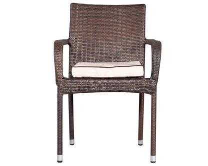 Roma 4 Stackable Chairs and Square Dining Table in Chocolate and Cream