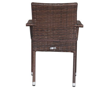 Roma 4 Stackable Chairs and Square Dining Table in Chocolate and Cream