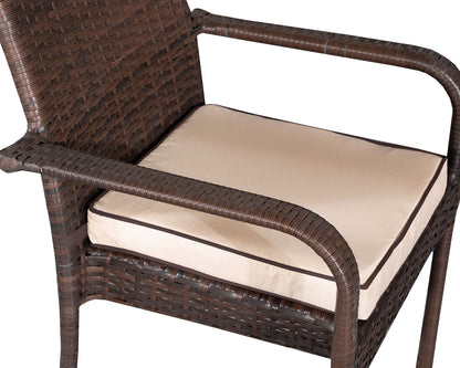 Roma 4 Stackable Chairs and Square Dining Table in Chocolate and Cream