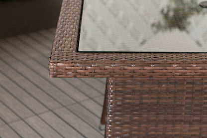 Roma 4 Stackable Chairs and Square Dining Table in Chocolate and Cream