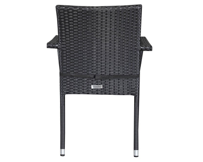 Roma 4 Stackable Chairs and Square Dining Table in Black and Vanilla