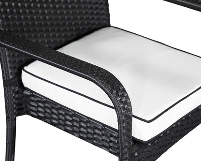 Roma 4 Stackable Chairs and Square Dining Table in Black and Vanilla