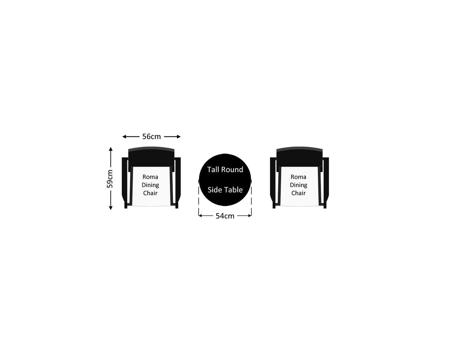 Roma Rattan Garden Bistro Round Set in Black and Vanilla