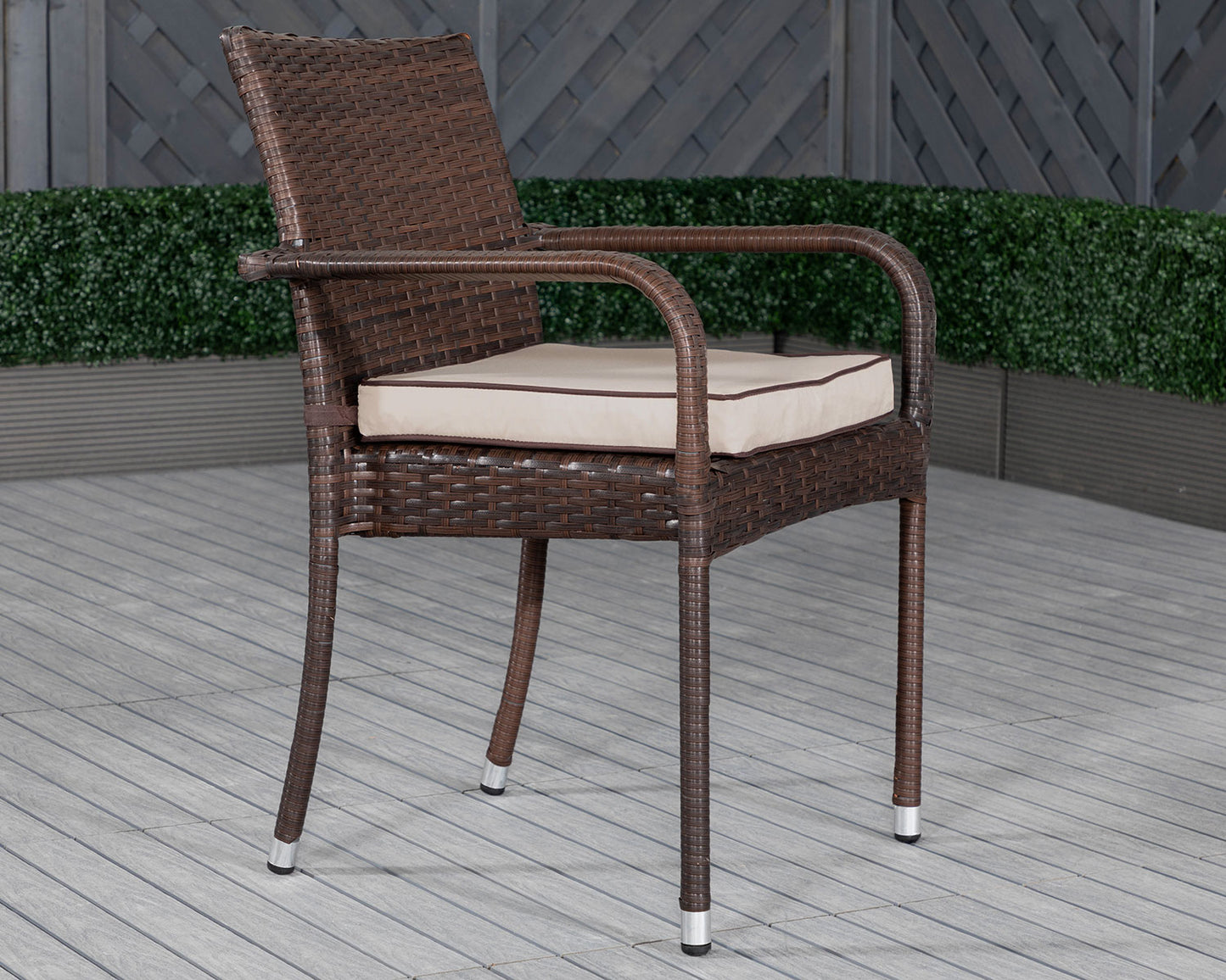 Roma Rattan Garden Bistro Round Set in Chocolate and Cream