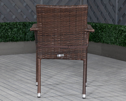 Roma Rattan Garden Bistro Round Set in Chocolate and Cream