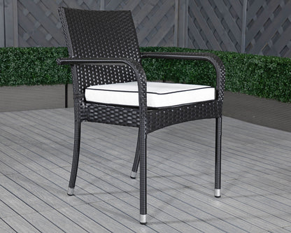 Roma Rattan Garden Bistro Square Set in Black and Vanilla