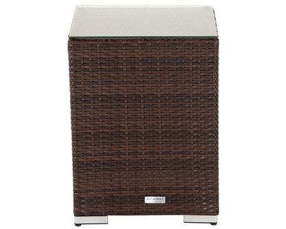 Roma Rattan Garden Bistro Square Set in Chocolate and Cream