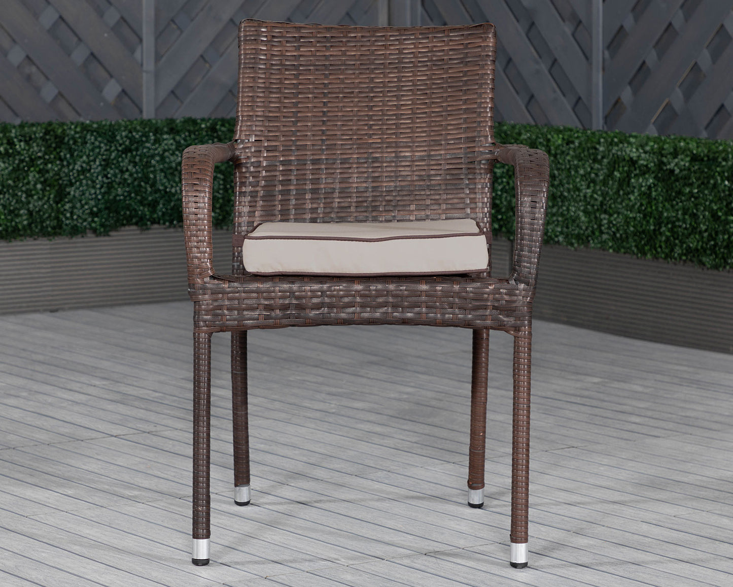 Roma Rattan Garden Bistro Square Set in Chocolate and Cream