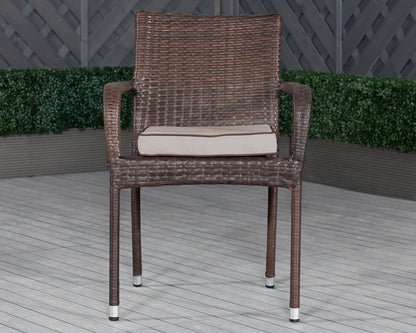 Roma Rattan Garden Bistro Square Set in Chocolate and Cream